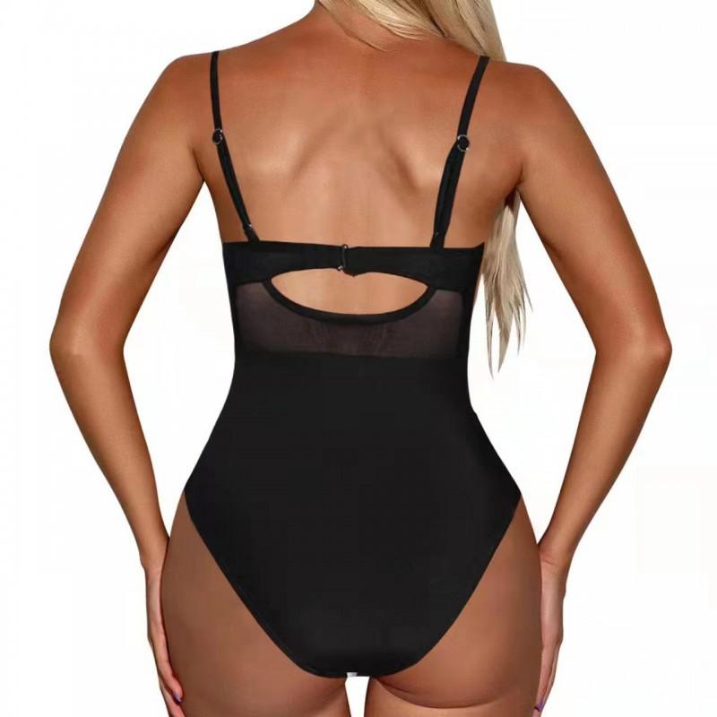One-piece Swimsuit Cross-piece Sexy Backless Mesh Splicing Bikini Women