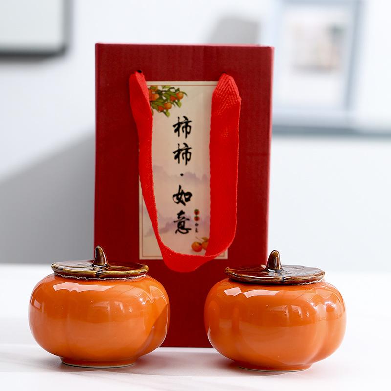 Canister Persimmon Ruyi Wedding Candy Jar Ornament Ceramic Tea Set Souvenir Decoration Gift Box