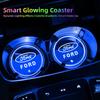 LLKC3 Ford Car Glowing Coasters LED Light Water Cup Mat For Ford Focus Fiesta Mondeo Explorer Kuga Car USB Charging Coasters keychain