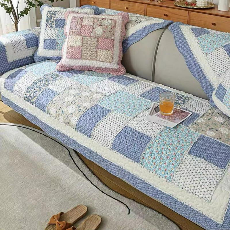 

Ткань для подушки дивана Хлопок Нескользящая Подушка для сиденья дивана Пасторальные цветы Чистый хлопок Универсальная для всех сезонов Простой чехол-полотенце для дивана 70*70cm