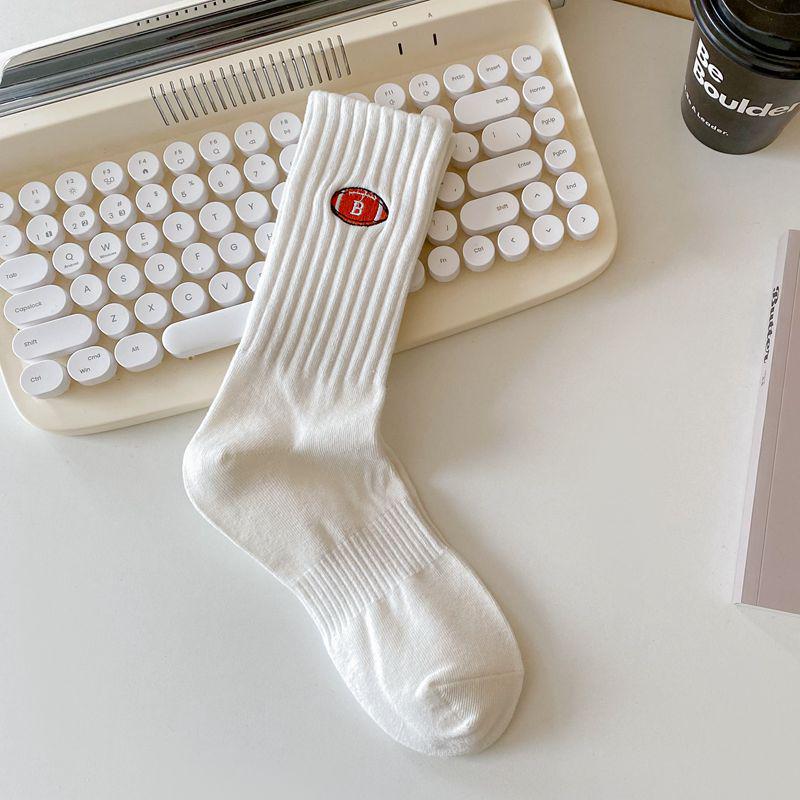 Women's Embroidered Mid-Tube Pile Socks for Autumn/Winter