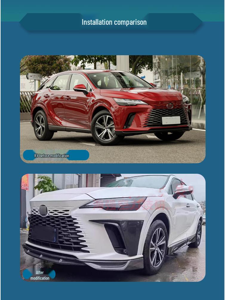 TRD Carbon Fiber Kit: Front Lip, Rear Lip, Side Skirts, Roof Spoiler for 2023 Lexus RX350h, 500h, 450h