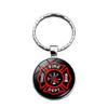 Sleek Rescue Firefighter Emblem Keychain Gemstone Zinc Alloy Key Ring For Men And Women