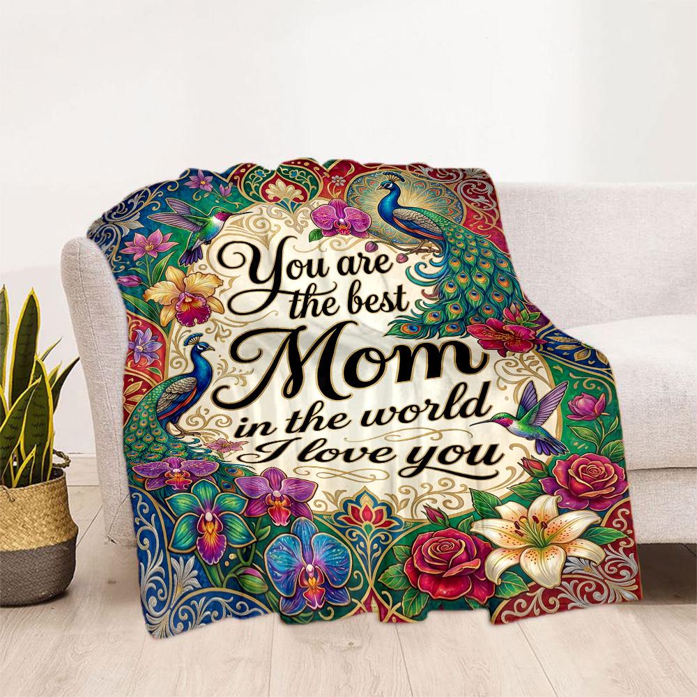 Best Mom In The World Flannel Blanket-Soft and Suitable for Sofas,Beds,Offices,Travel,All Seasons,Great Gift for Holidays and Birthdays.