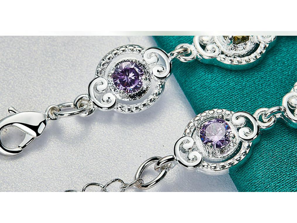 West Lake Beauty Multicolor Zircon Silver Bracelet for Women