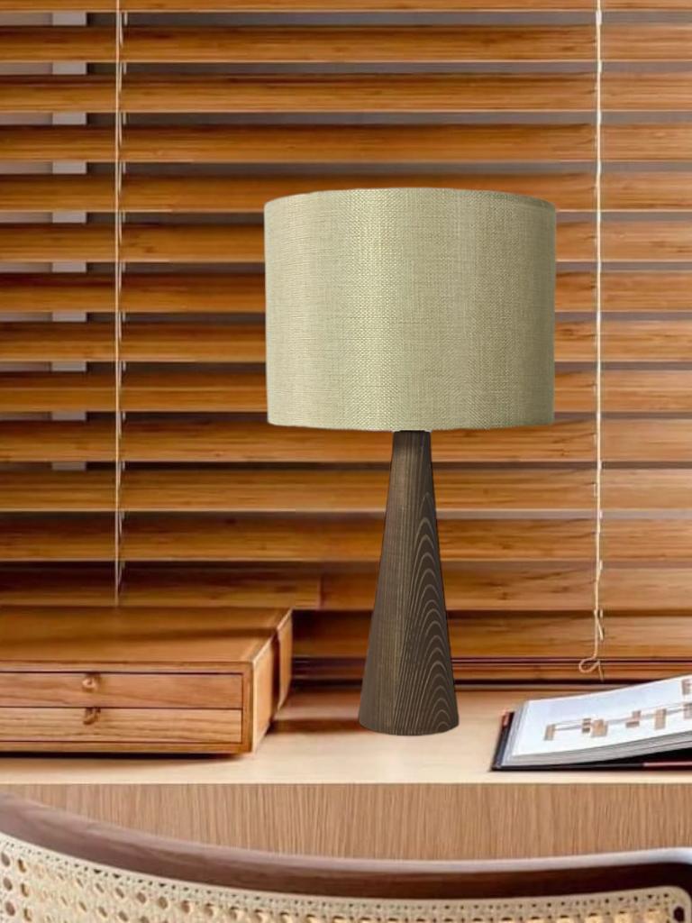 

Wooden Conical Body Design Lampshade Fabric Head Powder