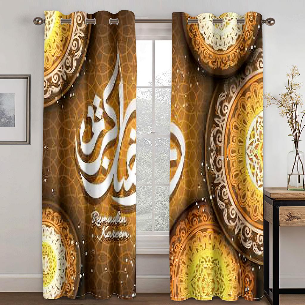 Islamic Traditional Festival Eid al-Fitr Ramadan Curtains 2 Panels Free Shipping Living Room Bedroom Home Decor Curtains
