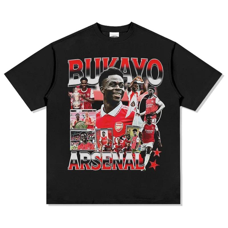 Bukayo Saka Arsenal Vintage Bootleg Oversized T-Shirt, Premier League Soccer Star Graphic Tee, Unisex Casual Top
