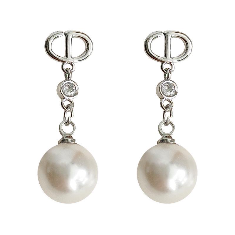 925 Sterling Silver Zircon Pearl Earrings: French Light Luxury Jewelry for Women