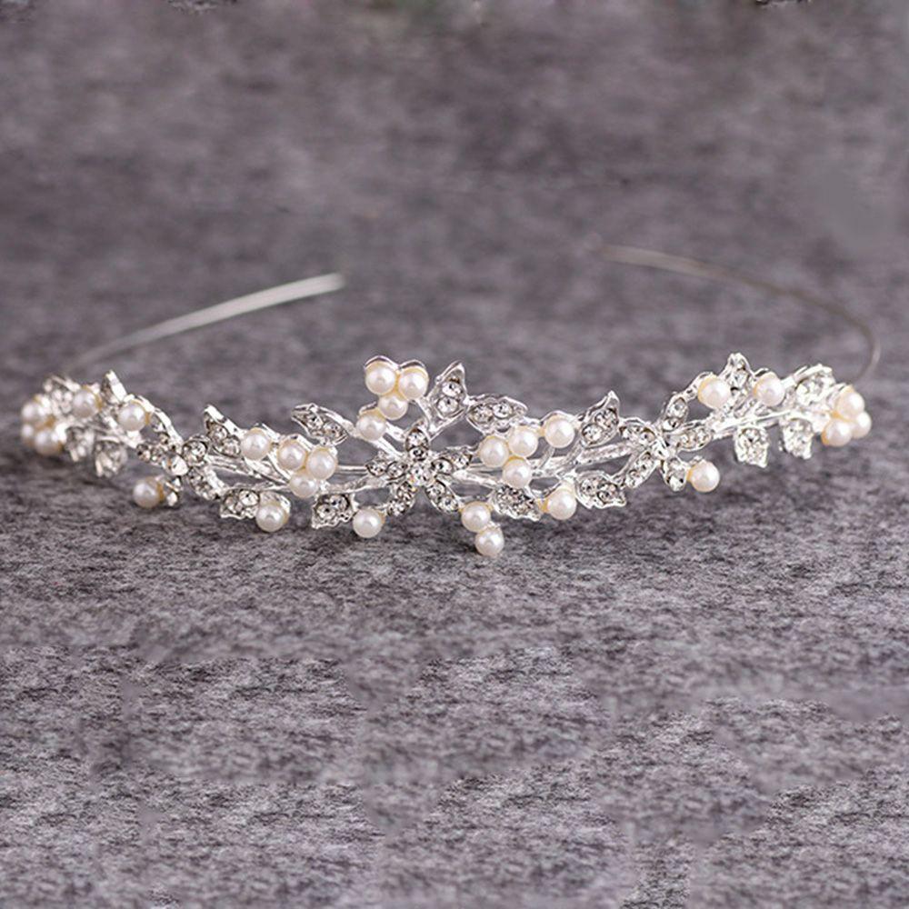 Wedding Fashion Flower Bride Imitation Pearl Rhinestone Crowns Prom Diadem Bridal Tiaras Headpiece
