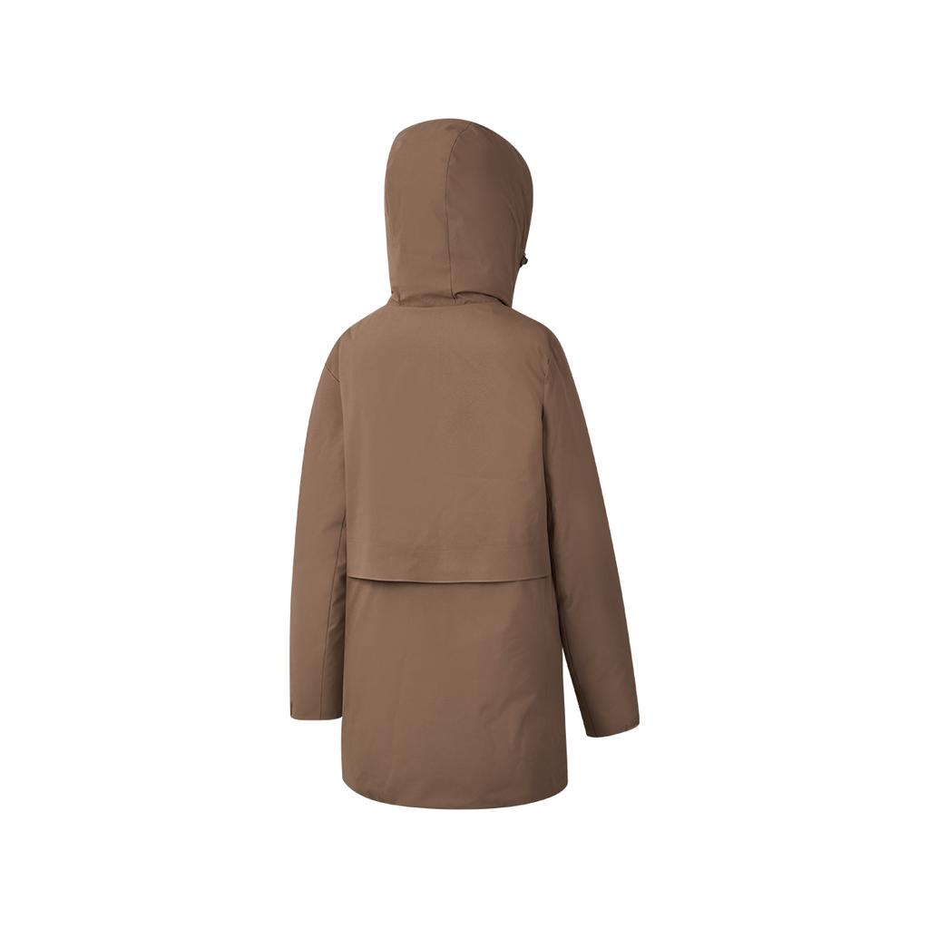 SAUCONY Solid Color Long Hooded Down Jacket Women Outerwear Chestnut-Brown SC1240166A-CO56