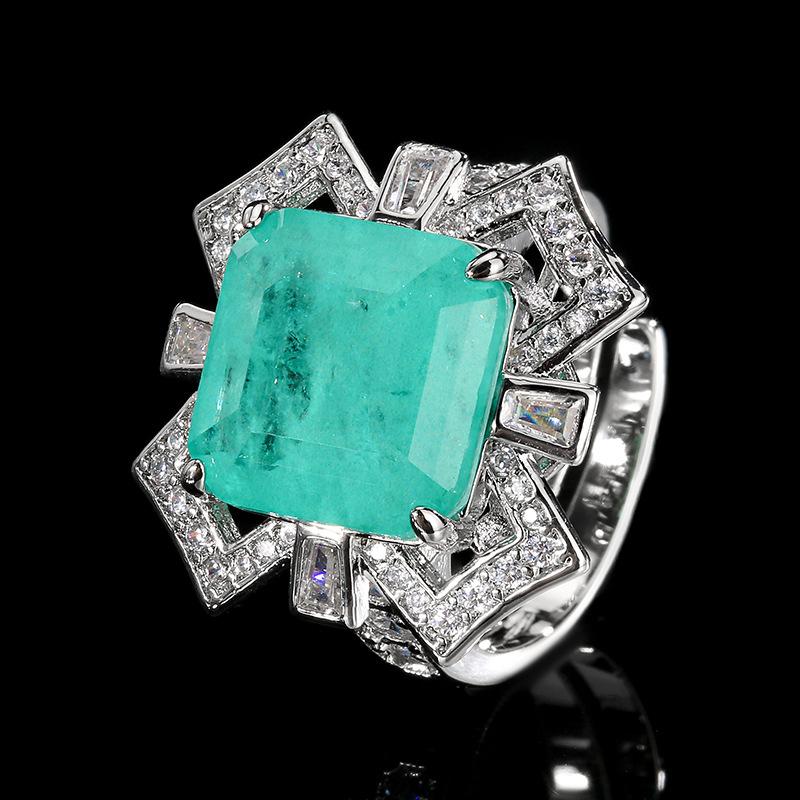 

Аксессуары Серьги Ожерелье Кольцо Набор Цвет Сокровище Параиба Квадратный Дизайн Чувство Ретро Женщины