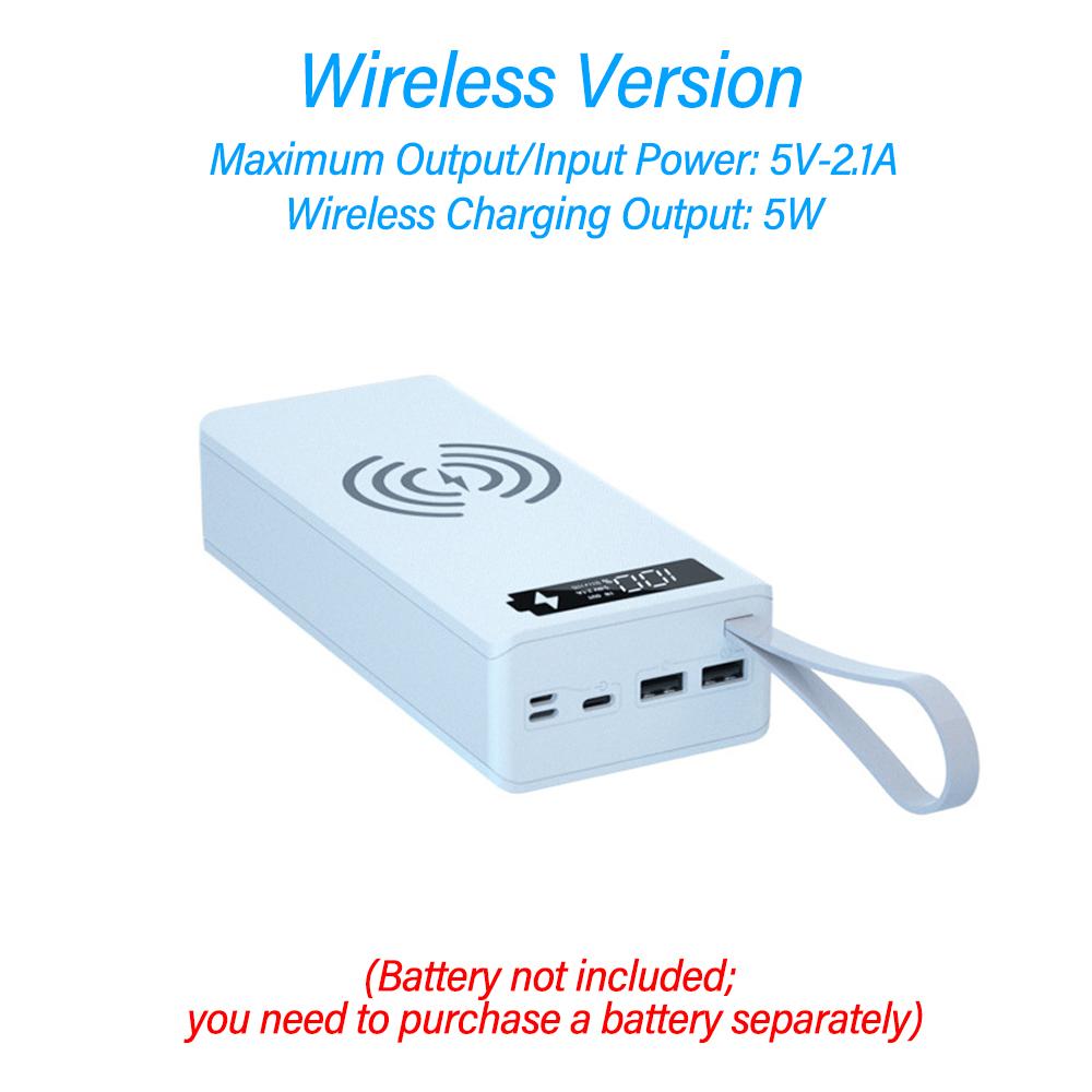 Detachable No‑Welding 16 Cells 18650 Battery Mobile Power Supply Kit Power Bank Kit QC Fast Charge Wireless Charging Function