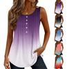 Women's Fashionable Casual Gradient Tie- V-Neck Decorated Button-Up Ruffled Sleeveless Vest T-Shirt Top