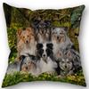 New Custom Dog Sheltie Pillowcase Cotton Linen Fabric Square Zipper Pillowcase 45X45cm Wedding Decorative Pillow Cover