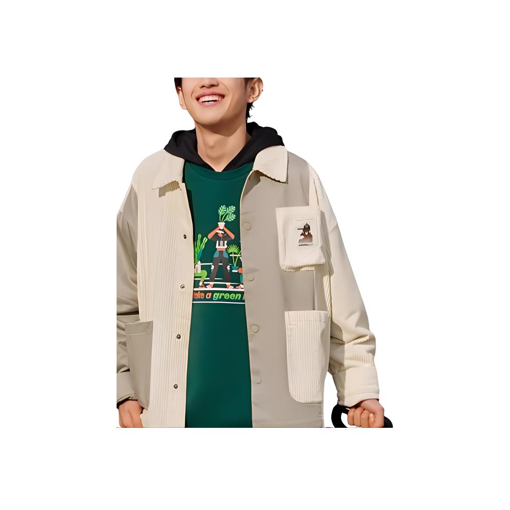 Adidas Neo Color Block Casual Corduroy Long Sleeve Jacket Men Jacket Off-White Light-Brown IK5085