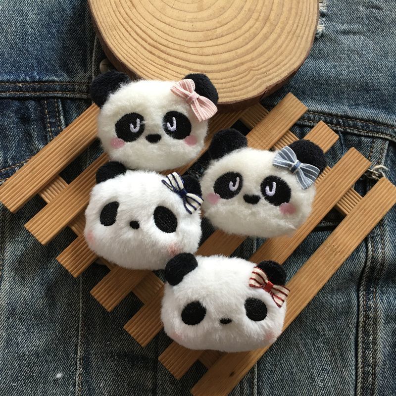 

New Cartoon Stuffed Bear Panda Flower Brooch Lovely Soft Cute Pin Student Decoration Badge Young Girl Jewelry Six cm flower * 2 + JJ * 2 Bows brooch