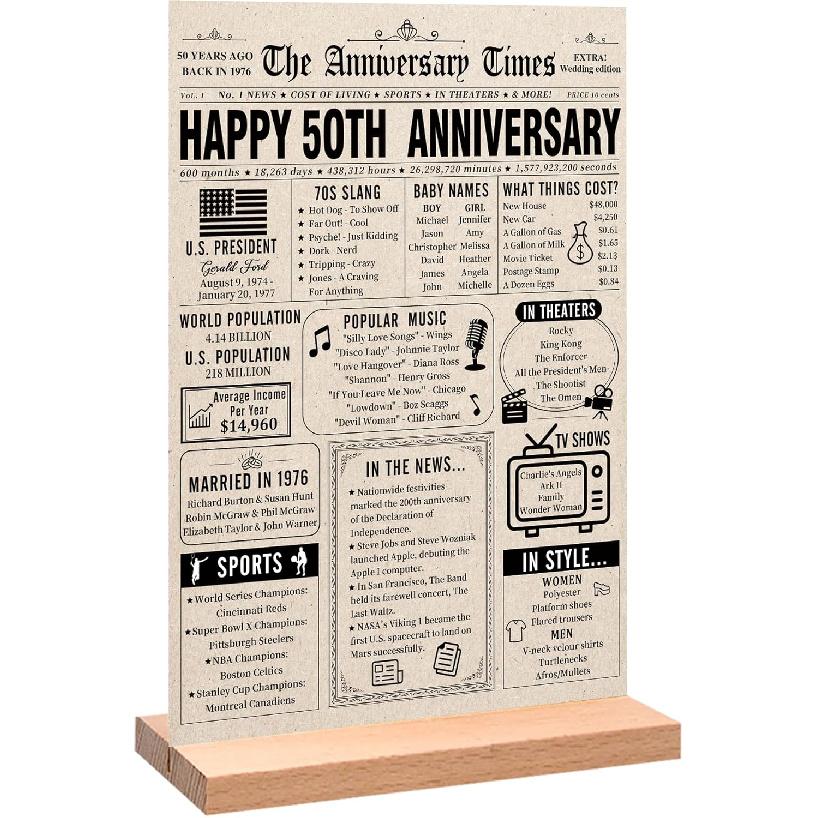 Trgowaul 60th Birthday Decorations Women Men, Vintage Back In 1966 Birthday Poster Acrylic Table Sign with Stand, 60th Anniversary Decor Gifts for