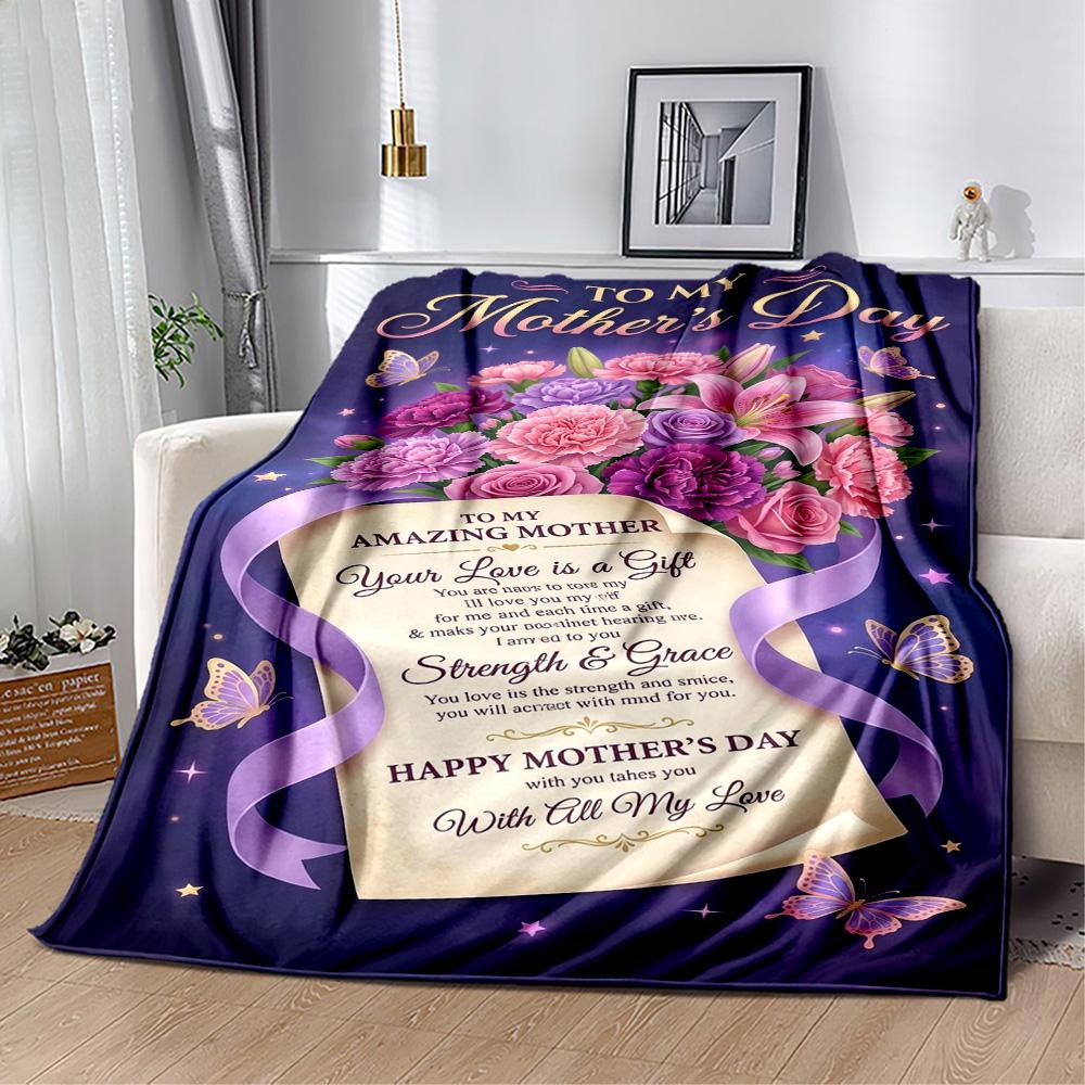 Mother's Day Greeting Card Blanket Suitable for Sofas,travel, Living Rooms Also a Good Gift for Friends and Family Suitable for All Seasons.