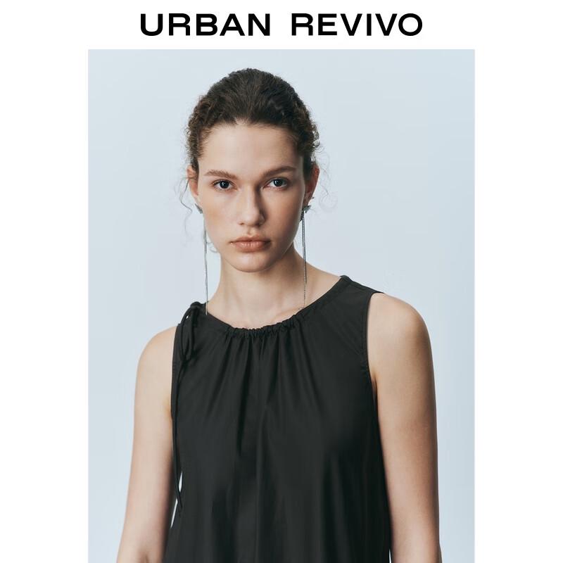 UR 2025 Summer French Style Tie-Waist Sleeveless A-Line Dress