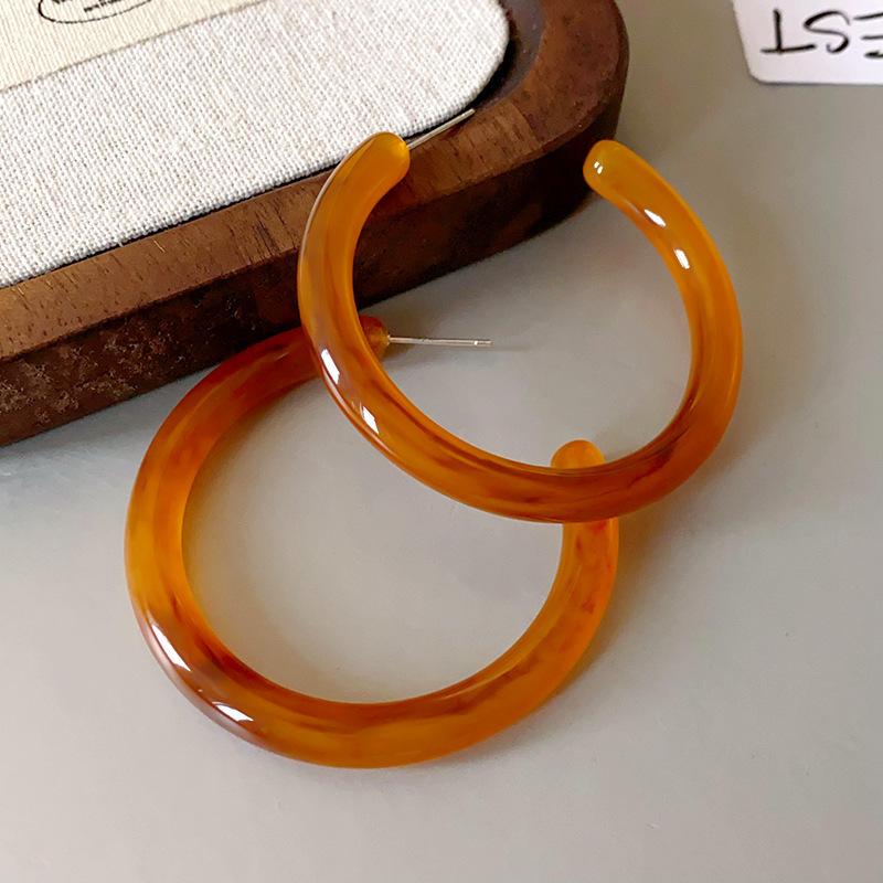 Maillard coffee color geometric earrings 2025 light luxury high-end temperament stud earrings niche retro style earrings