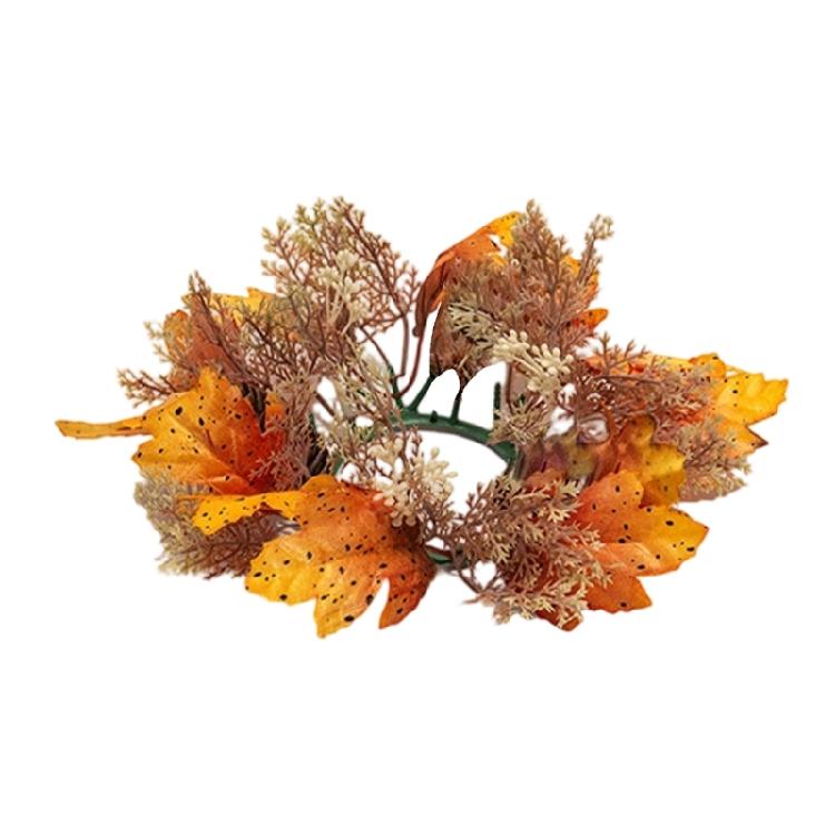 Seasonal Autumn Candle Wreath, Wall Shelf Styling with Faux Branch Texture for Entry Tables and Holiday Hosting