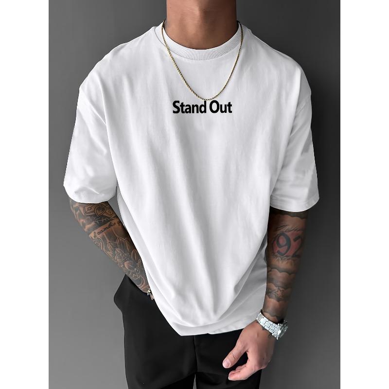 

European sizes no.76 Men s Fashion Printed Casual Short-sleeved T-shirt Spring and Summer Tops Comfortable Round Neck T-shirt S белый