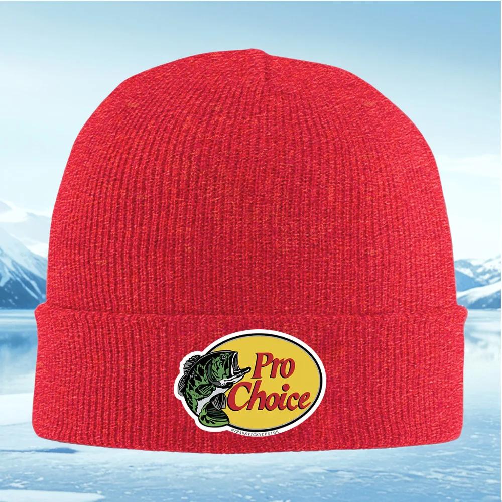 Fish logo Pro Choice design label Unisex Women Unisex Knitted Hat Beanie Pullover Cap Winter Thermal Warm Christmas Outdoor Cy
