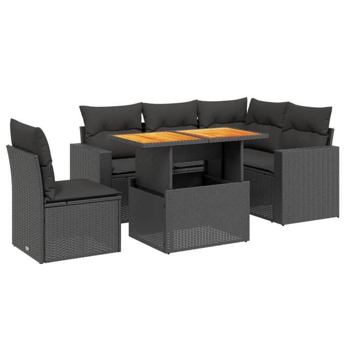VidaXL Garden Lounge Set with Cushions 6 Pcs, Patio Sofas, Patio Furniture Set, Outdoor Furniture, Black 3271314