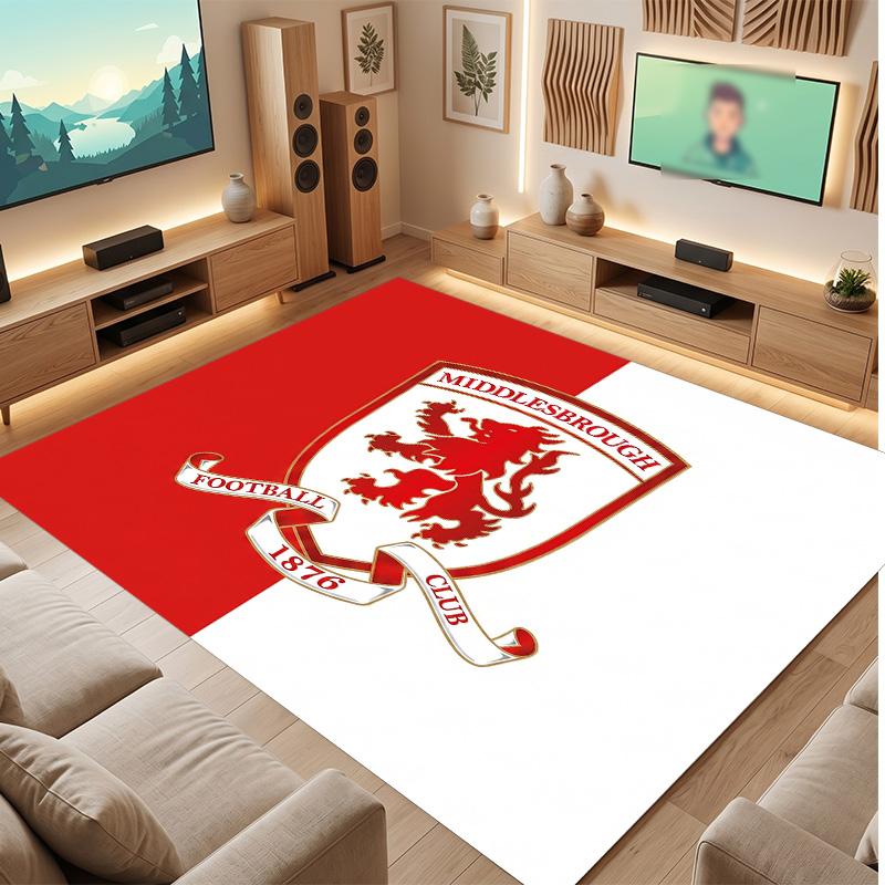 Tappeto in Velluto di Cristallo con Stampa del Middlesbrough Football Club, Comodo Assorbente d'Acqua Antiscivolo Tappeto per Pavimenti Interni