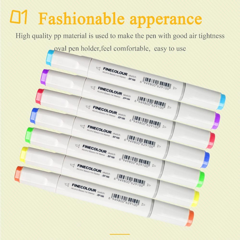 Finecolour EF100 240 Colors Alcohol Based Ink Double Headed Sketch Art Markers With Box