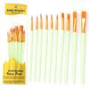 Gouache & Acrylic Paint Brush Set for Art Students: Flat Head Nylon Brushes for Watercolor & Oil Painting