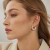 1Pair Ear Buckle Hoop Earrings Two-color Round Earrings Bicolor Earrings  Girl Women