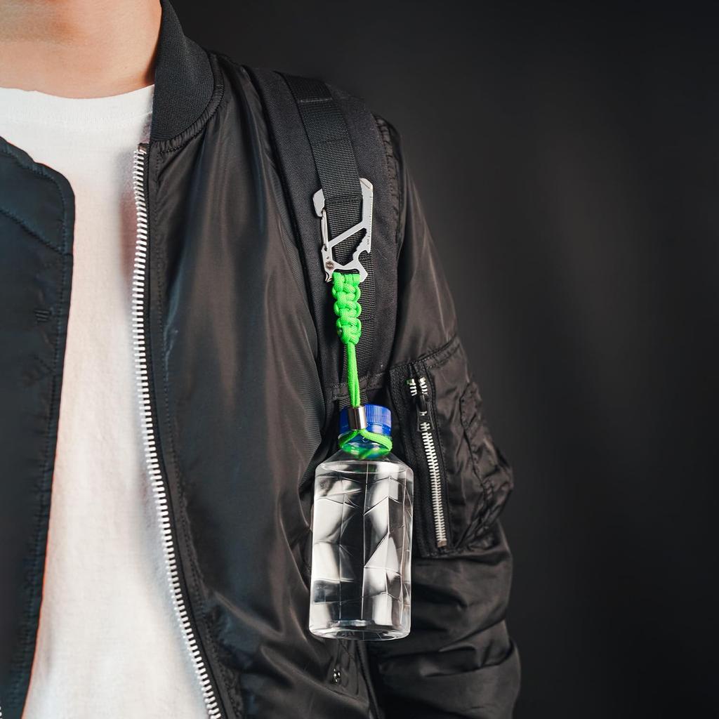 Breloc KC04 din Paracord cu Carabină din Oțel Inoxidabil cu Curea Breloc Reglabilă Împletită 550 Cârlig Clip [KeyUnity] Carabină, Inel, Paracord,