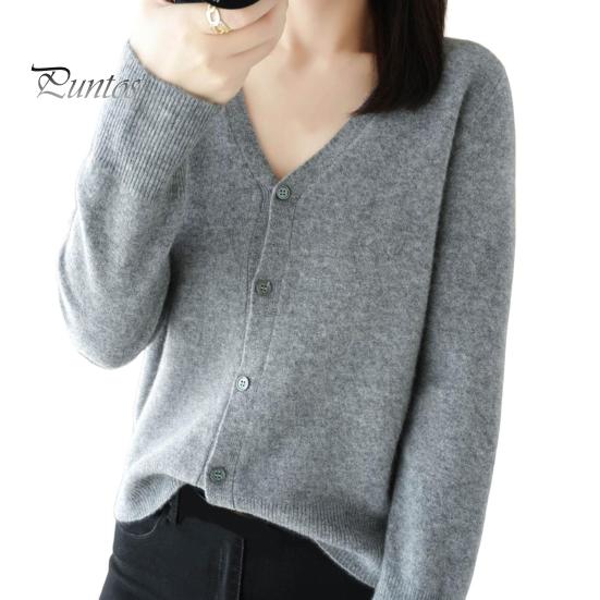 

Женский вязаный свитер с V-образным вырезом, длинным рукавом, на пуговицах, свитер, кардиган, однотонный, свободный крой, вязаное крючком текстурное пальто S серый