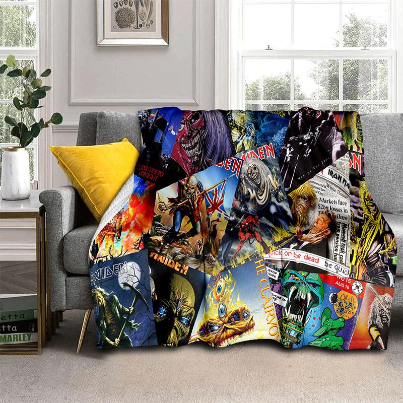 HD I-Iron Maiden Heavy Metal Band 3D Blanket,Soft Throw Blanket for Home Bedroom Bed Sofa Picnic Travel Office Cover Blanket Kid