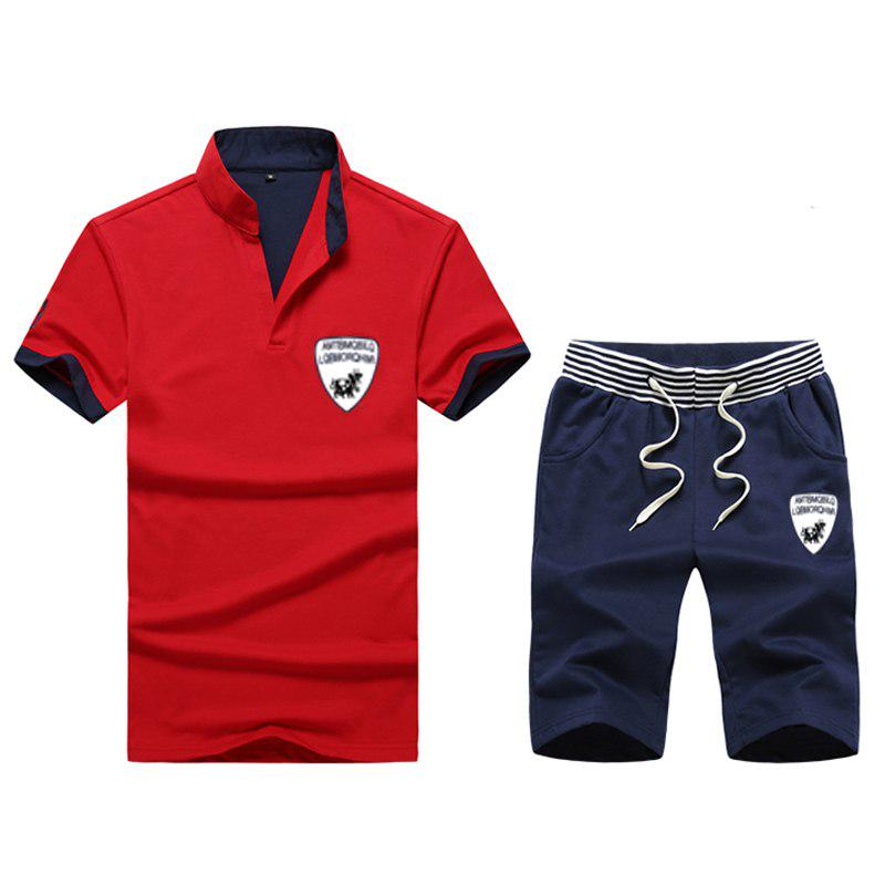 Sport Suit Mens Summer Men Set Cotton Breathable Gym Sportsuit Male Short Sleeve Tops With Short 