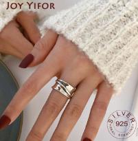 

Wholesale Silver Color Engagement Rings for Women CouplesCreative Simple Geometric Handmade Party Jewelry Gifts