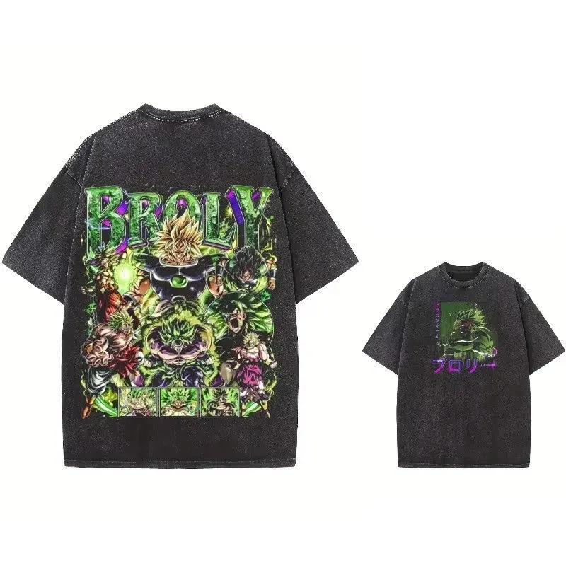Oversized Dragon Ball Broly Anime T-shirt Man Women Vintage Washed Short Sleeve Tee Streetwear Loose Casual Top Summer Y2k 2026