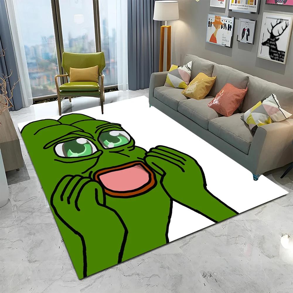 3D Pepe The Frog Face Cartoon Carpet Rug for Home Living Room Bedroom Sofa Doormat Decor,kids Play Area Rug Non-slip Floor Mat