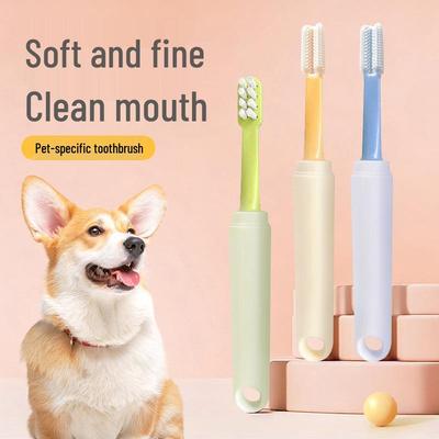 Dual-Ended Pet Toothbrush for Cats & Dogs - Soft Bristles for Tartar Removal & Multi-Angle Cleaning