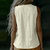 Sleeveless V Neck Button Front Casual Top Linen Cotton Blend Summer Shirt Lightweight Breathable Fabric Comfortable Fit