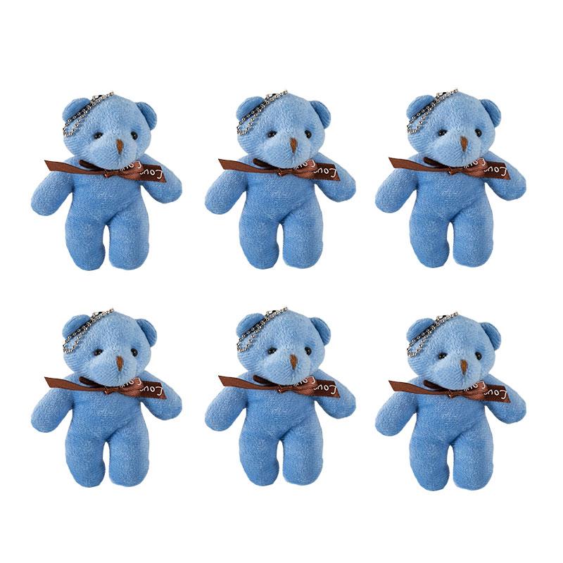 6/1s Mini Bear Plush Keychain Colorful Bear Stuffed Toy School Bag Pendant Teddy Doll Graduation Party Supplies Wedding Gift