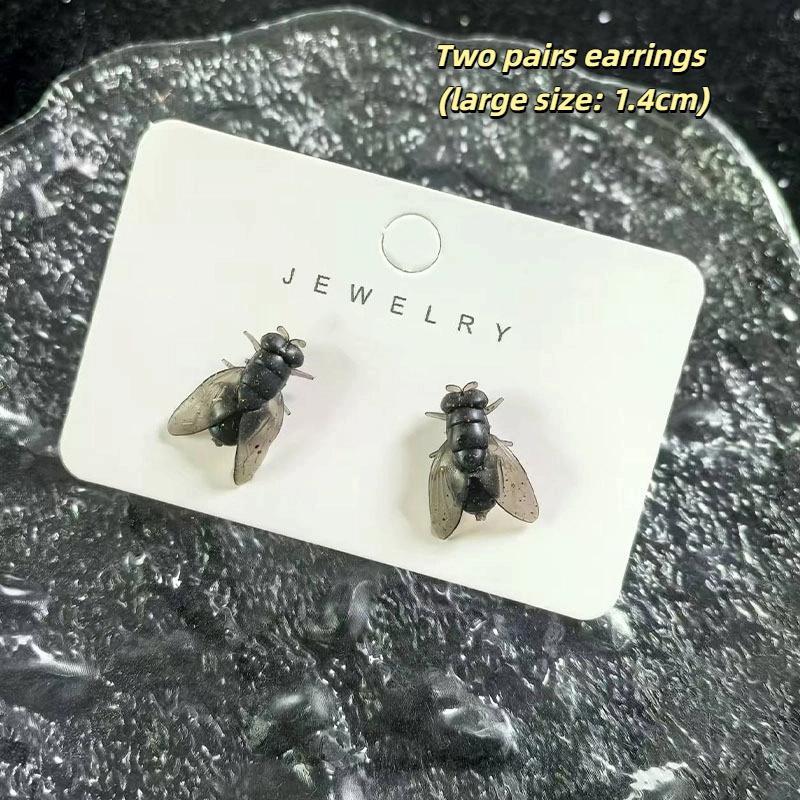 

2 пары персонализированных креативных мини-серег-пусетов с имитацией мухи для мужчин и женщин, забавные абстрактные нишевые ювелирные аксессуары, подарок для пары