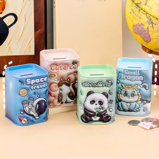 Cartoon Animal Tinplate Piggy Bank Unbreakable Coin Cash Container Storage Jar Boys Girls Money Saving Box Desktop Decoration