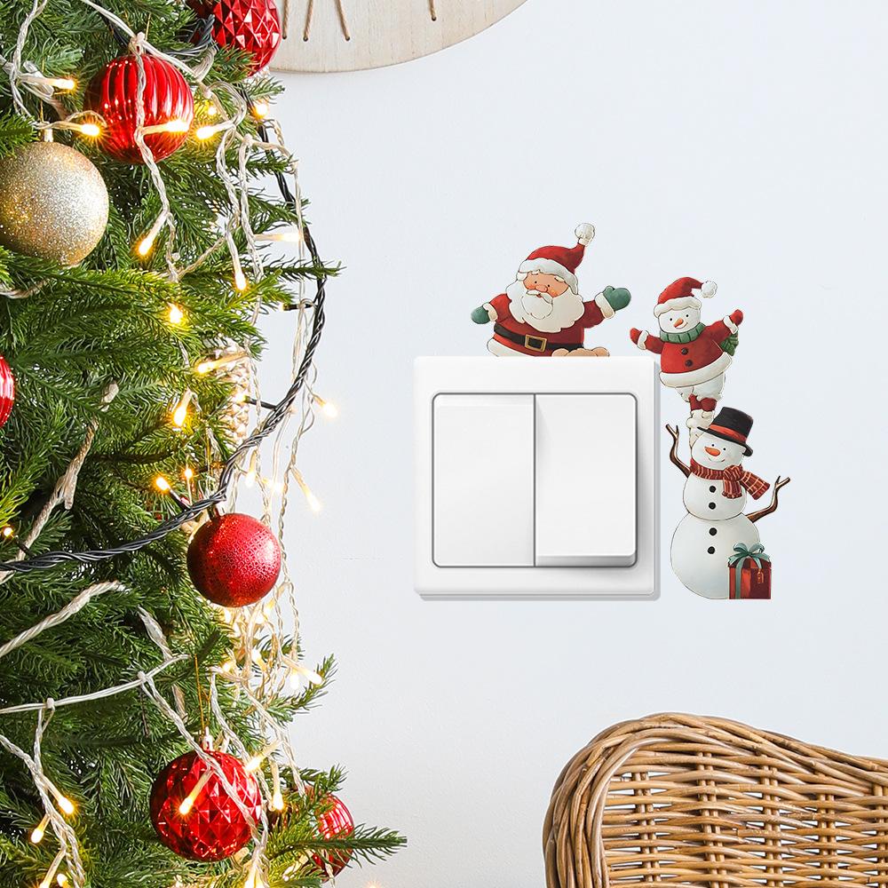 Lustiger Schneemann und Weihnachtsmann Wohnzimmer Eingang Verschönerung Schalter Wandaufkleber
