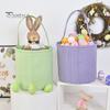 Gingham Easter Bucket for Kids Nursery Storage Bag New Baby Gift Basket with Handle for Easter Egg Hunts Parties