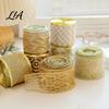 Lightweight Ribbon for DIY Projects 2.5" X 2.2 Yards Gold Sheer Christmas Tree Decoration and Retro Pattern Gift Bundling Wrapping, Translucent