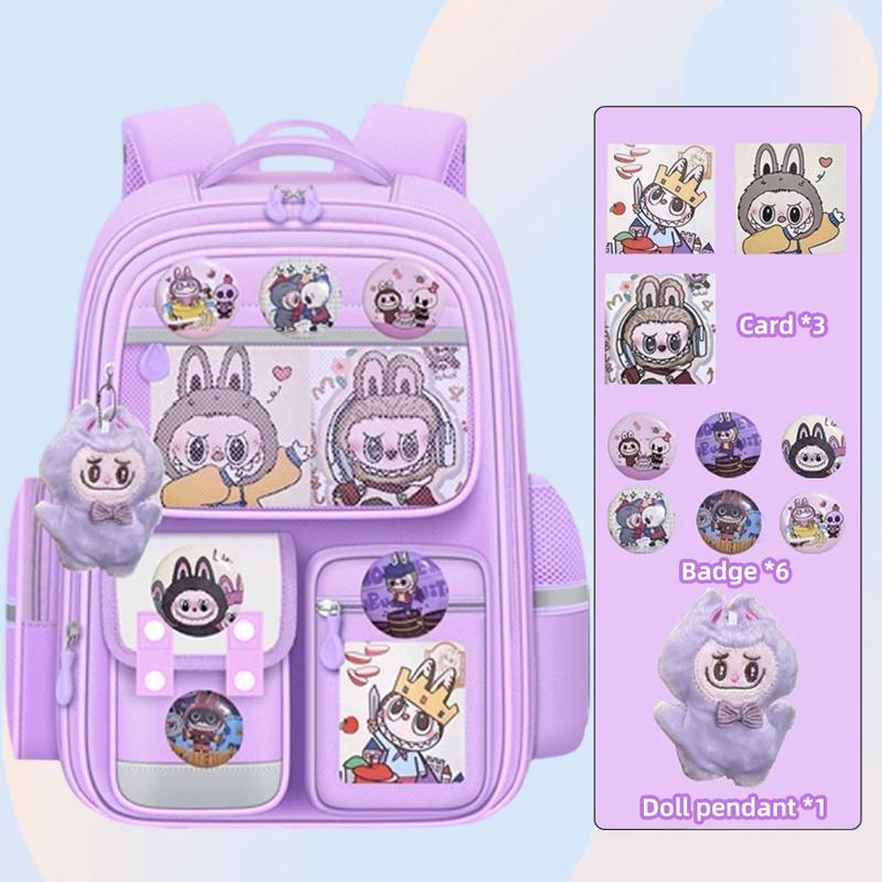 New Cartoon LABUBU Children's Schoolbags Children's Backpacks In Grades Two To Six Waterproof Lightweight and Large-capacity Backpacks with Pendent
