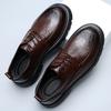 Spring New Men's Shoes Leather High-end Black Heightening Leather Shoes British Breathable Business Dress Big Head Shoes